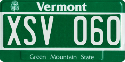 VT license plate XSV060