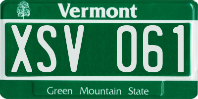 VT license plate XSV061