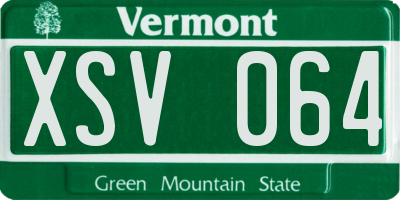 VT license plate XSV064
