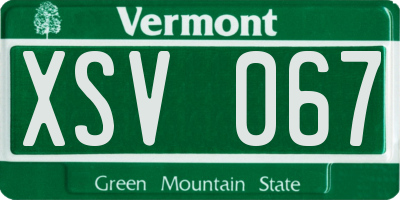 VT license plate XSV067