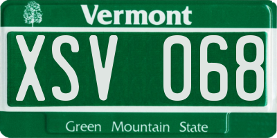 VT license plate XSV068