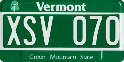 VT license plate XSV070