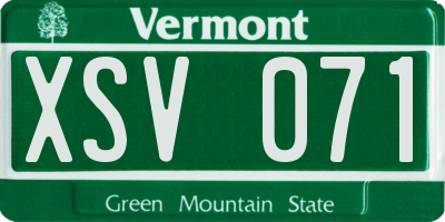 VT license plate XSV071