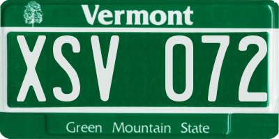 VT license plate XSV072