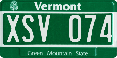 VT license plate XSV074