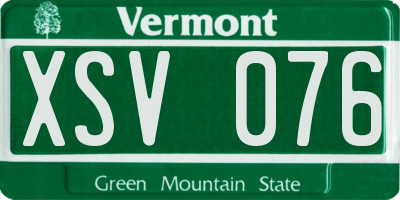 VT license plate XSV076