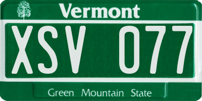 VT license plate XSV077