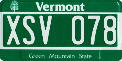 VT license plate XSV078