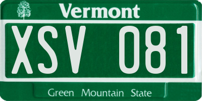 VT license plate XSV081
