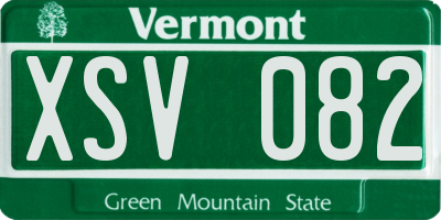 VT license plate XSV082