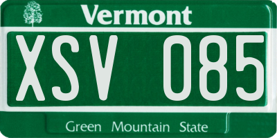 VT license plate XSV085
