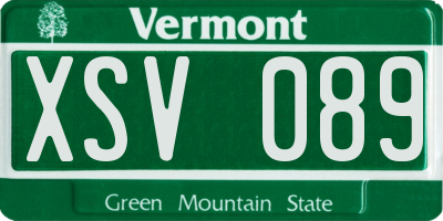 VT license plate XSV089