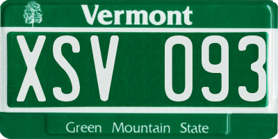 VT license plate XSV093