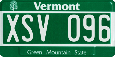 VT license plate XSV096