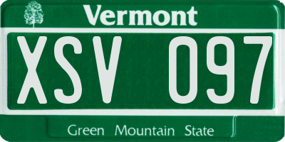 VT license plate XSV097