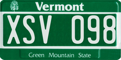 VT license plate XSV098