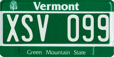 VT license plate XSV099