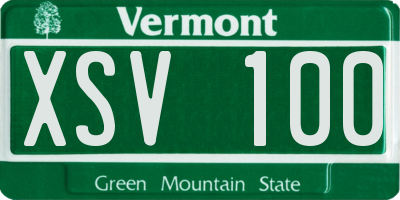 VT license plate XSV100