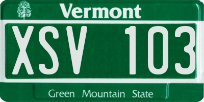 VT license plate XSV103