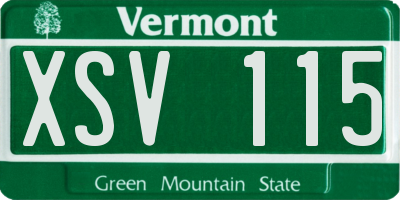 VT license plate XSV115