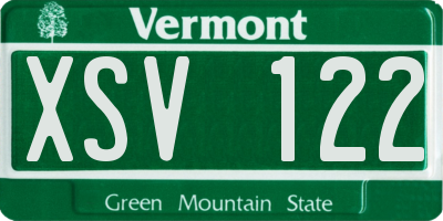 VT license plate XSV122