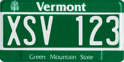 VT license plate XSV123