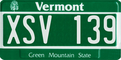 VT license plate XSV139