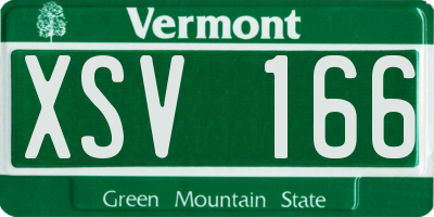 VT license plate XSV166