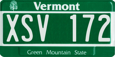 VT license plate XSV172
