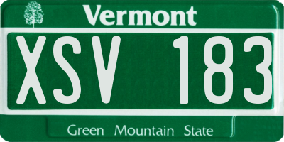 VT license plate XSV183