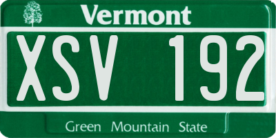 VT license plate XSV192