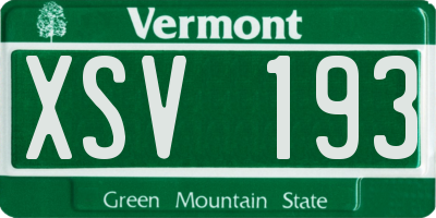 VT license plate XSV193