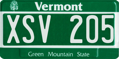 VT license plate XSV205