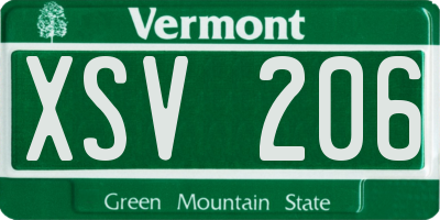 VT license plate XSV206