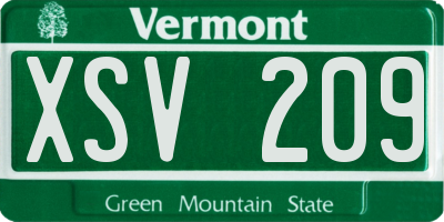 VT license plate XSV209