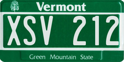 VT license plate XSV212