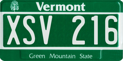 VT license plate XSV216