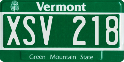 VT license plate XSV218