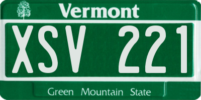 VT license plate XSV221