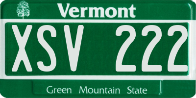 VT license plate XSV222