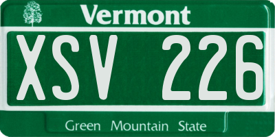 VT license plate XSV226