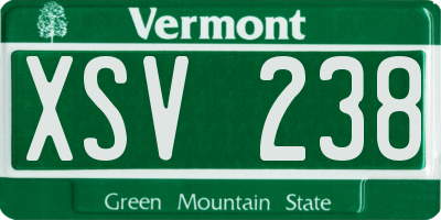 VT license plate XSV238