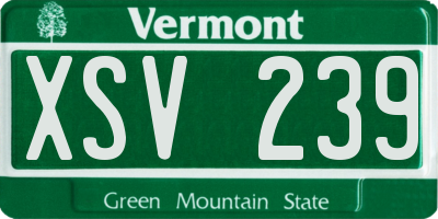VT license plate XSV239