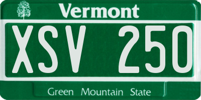 VT license plate XSV250