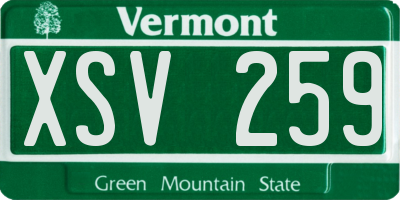 VT license plate XSV259