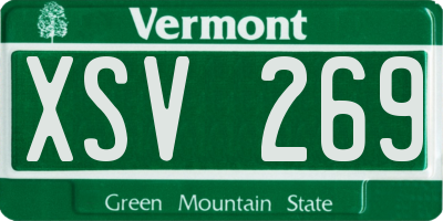 VT license plate XSV269