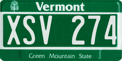 VT license plate XSV274