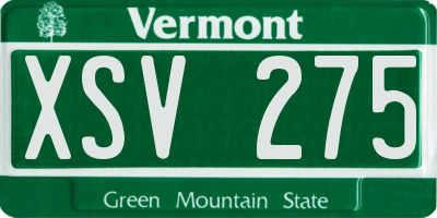 VT license plate XSV275