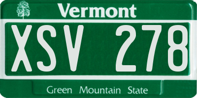 VT license plate XSV278