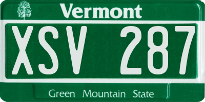 VT license plate XSV287